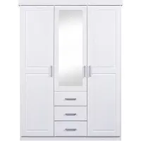 Ebuy24 Gerpa kledingkast 2 deuren, 1 spiegeldeur, 3 lades wit.