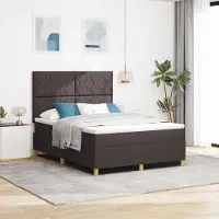 Prolenta Maison Exclusive - LED boxspringbed met hoofdeinde, donkerbruin, 160 x 200 cm, gestoffeerd