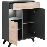 AEA Wohnzimmer Set Wandregal TV-Ständer Holzmöbel 2x Vitrine Wohnwand