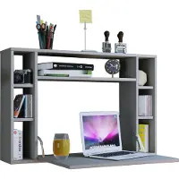 VCM Wandila bureau , Laptopbureau wand en 7 vakkenGrijs.
