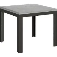 Itamoby - Uitschuifbare eettafel 90/180x90 cm, serie Linea Libra, cementkleurig blad met antracietkleurig onderstel