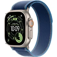 Apple Watch Ultra 3 - 49mm - Natural Titanium - Blue/Bright Blue Trail Loop - S/M