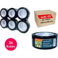 Sarl KD Verpakkingstape - 36 rollen - Zwart - PP Plakband - 100mx48mm - Polypropylene Ultra Strong tape -