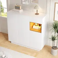STILVORA Schoenenkast – Schoenenrek Met 16-Kleur LED En Verstelbare Planken – Open Houten Vakken En Ruime Lade – Spaanplaat – 105x39,5x100,5 Cm – Wit+Notenbruin