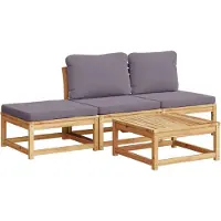vidaXL 4-delige Loungeset met kussens massief acaciahout