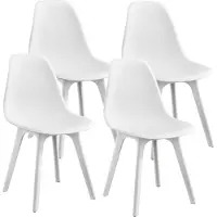 En.casa 4 design stoelen, wit, eetkamerstoel, kunststof, Scandinavisch design, set []