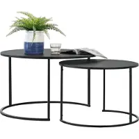 En.casa Salontafel Korenica metaal rond set van 2 zwart