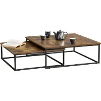 En.casa Salontafel Haninge set van 2 zwart en houtkleurig