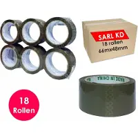 Sarl KD Verpakkingstape - 18 rollen - Bruin - PP Plakband - 66mx48mm - Polypropylene tape -