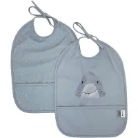 Trixie Afwasbaar slabbetje 2-pack Mr. Shark - Slab voor kinderen - 100% Recycled Polyester - Eenvoudig schoon