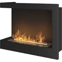 SOLOLED Corner 600 Links: Ingebouwde bioethanolkachel met glas van SimpleFire