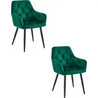 Leobert Chaise - Leobert - Jork - Donkergroene fluweelstof / Zwarte poten - Set van 2