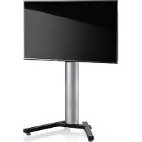 VCM Stadino Mini TV-meubel met V-voet en 1 glazen legger, Zilverkleurig.