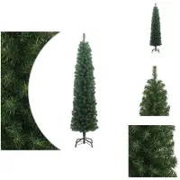vidaXL Kunstkerstboom, slank model met standaard, groen, 240 cm, PVC - Kerstbomen