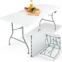 Arebos Klaptafel - Inklapbare tafel - Campingtafel - Vouwtafel - Weerbestendig - Wit - 182 × 74 × 74 cm - 8 personen