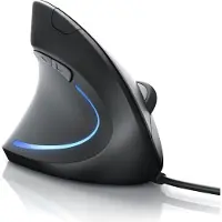 CSL ergonomische muis, met kabel, optische verticale muis voor linkshandigen, ter preventie van muisarm/tennisarm