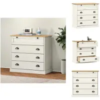 vidaXL - Ladekast - VIGO - 80x40x76 - cm - massief - grenenhout - wit