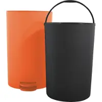MSV kleine pedaalemmer - kunststof - oranje - 3L - 15 x 27 cm - Badkamer/toilet - Pedaalemmers