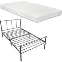 En.casa Metalen bedframe Hercules met matras 90x200 cm donkergrijs