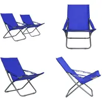 vidaXL Strandstoelen 2 st inklapbaar stof blauw - Inklapbare Strandstoel - Inklapbare Strandstoelen - Stoel - Stoelen