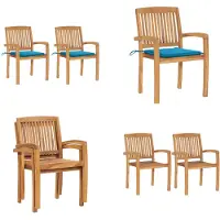 vidaXL Tuinstoelen 2 st met blauwe kussens massief teakhout - Tuinstoel - Tuinstoelen - Tuin Stoel - Tuin Stoelen