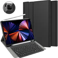 Cazy Slimline Apple iPad Pro 12.9 2020 Hoes met Toetsenbord QWERTZ - Zwart