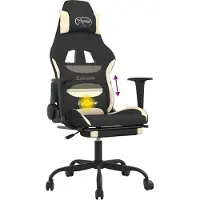 vidaXL Gamestoel met voetensteun en massagefunctie stof zwart en rood
