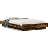 vidaXL Bedframe met LED-verlichting gerookt eikenkleurig 100x200 cm