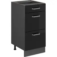 Vicco R-Line Keukenonderkast – 40 cm met laden, zonder werkblad Zwart hoogglans