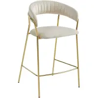 Leobert Barkruk - - Badia - Beige fluweel / Goudkleurige poten
