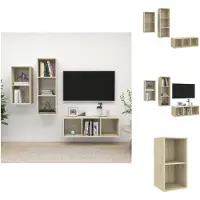 vidaXL Televisiewandmeubelset - Sonoma eiken - 37 x 37 x 72 cm - 107 cm - Montage vereist - Kast