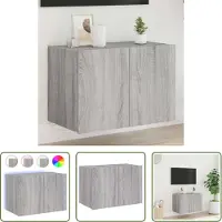 The Living Store Tv Stand - Tv Wandmeubel - Tv-wandmeubel met LED-verlichting 60x35x41 cm grijs sonoma - Led Tv Meubels - Grijze Tv Kast - Houten Tv Kast