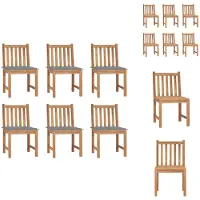 vidaXL Tuinstoelenset - hard teakhout - robuust - waterbestendig - grijs kussen - 50x53x90cm - 6 stoelen - kussens - Tuinstoel