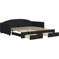 vidaXL Slaapbank met onderschuifbed en lades 100x200 cm stof zwart