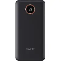 Havit PB74 Powerbank, externe batterij, 10000mAh + USB-C, iOS, Micro USB kabel, met dubbele zaklamp, zwart