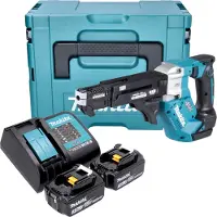 Makita DFR 552 SFJ accu-magazijnschroevendraaier 18 V 25 - 55 mm borstelloos + 2x accu 3.0 Ah + lader + Makpac
