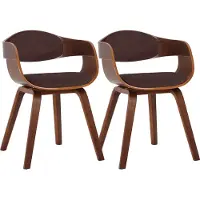 CLP Set van 2 stoelen Kingston, bekleed met stof en voorzien van een stevig houten frame in walnoot/bruin. Het frame is in de kleur walnoot