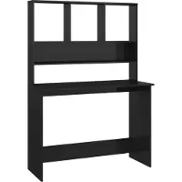 Syfax Bureau met schappen 110x45x157 cm bewerkt hout hoogglans zwart