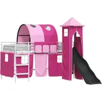 Syfax Stapelbed voor kinderen Effen Wit en Roze 100 x 200 cm Metaal