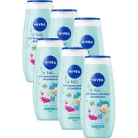 Nivea Kids 3in1 Douche, Shampoo & Conditioner Magic apple scent - Milde en Zachte Formule - Voordeelverpakking - 6x 250ml