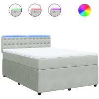 Syfax Boxspring met matras fluweel lichtgrijs 140x190 cm