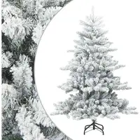 Syfax Kunst Kerstboom met Geveerde Takken, Sneeuw Bedekt Wit 150 cm