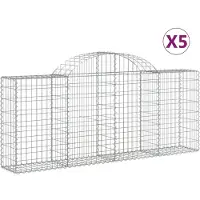 vidaXL Schanskorven 5 st gewelfd 200x30x80/100 cm gegalvaniseerd ijzer