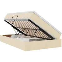 vidaXL Opslag bed met matras met matras Crème 120 x 190 cm Polyester