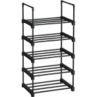 Songmics Schoenenrek met 5 niveaus, set van 2, zwart