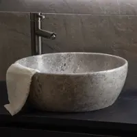 Sanisense waskom marmer rond Tundra Grey 40,5 cm