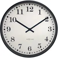 Nextime - Wandklok 30cm - Stil - Zwart|Wit - Plastic -