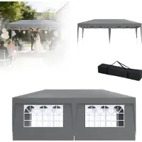 LZQ Opklapbare partytent, 3x6 meter, met UV-bescherming, waterdicht, in hoogte verstelbaar, tuintent met tas, grijze kleur