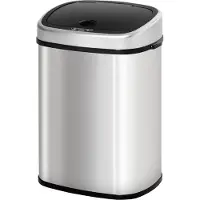 HOMCOM Automatische vuilnisbak met infraroodsensor 58 L zilver