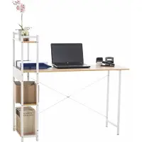 In And OutdoorMatch Binnen- en buitentafel Donnie - met opbergruimte - MDF-plaat - Wit metalen frame - 44x120x111cm -